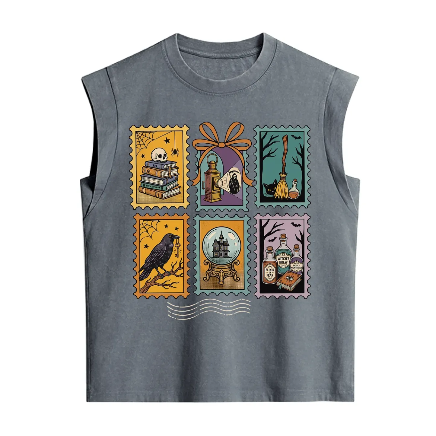 Purplehecate Halloween Witch Raven Castle Potions Vintage Washed Tank