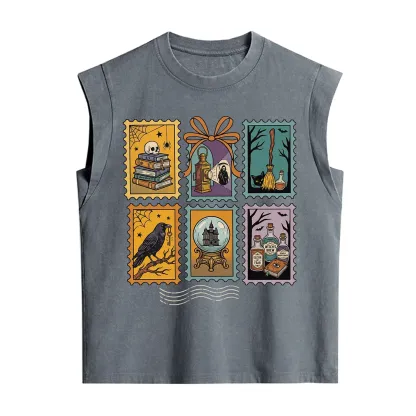 Purplehecate Halloween Witch Raven Castle Potions Vintage Washed Tank