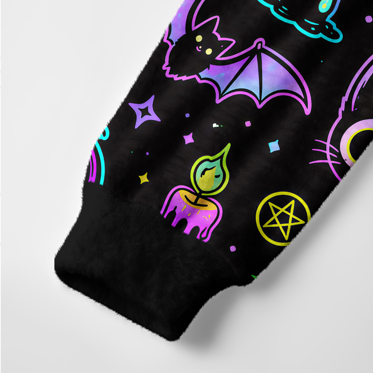 Purplehecate Neon Halloween Skeleton Cat Ugly Cardigan Sweaters