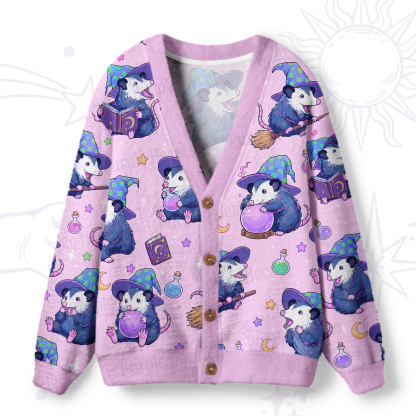 Purplehecate Wizard Opossum Ugly Cardigan Sweaters