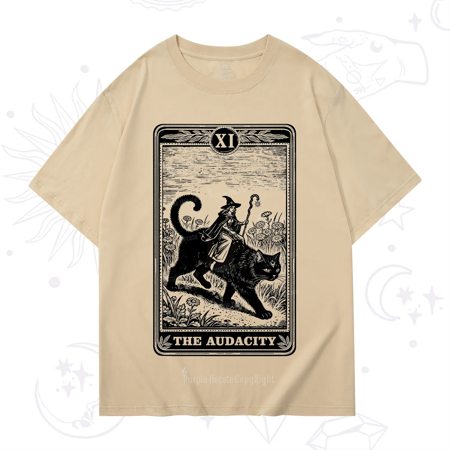 Purplehecate The Audacity Wizard Cat Tarot T-Shirt