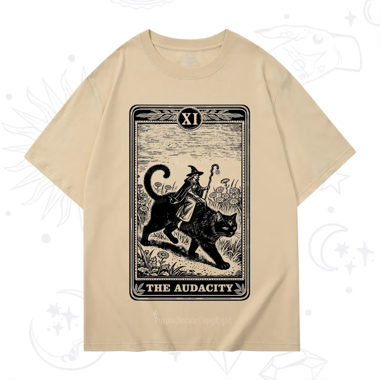 Purplehecate The Audacity Wizard Cat Tarot T-Shirt