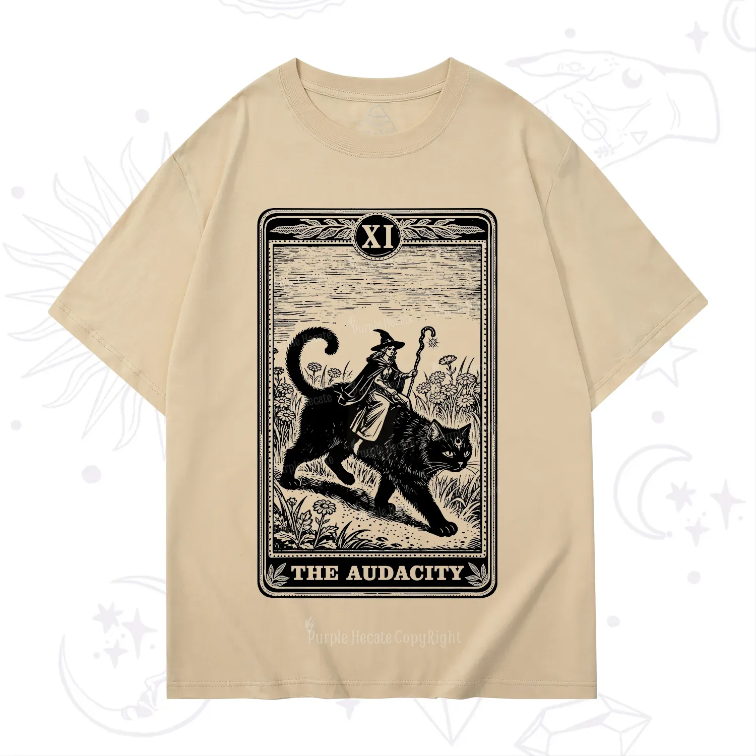 Purplehecate The Audacity Wizard Cat Tarot T-Shirt