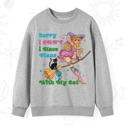 Purplehecate Sorry I Can’t I Have Plans With My Cat Sweatshirt