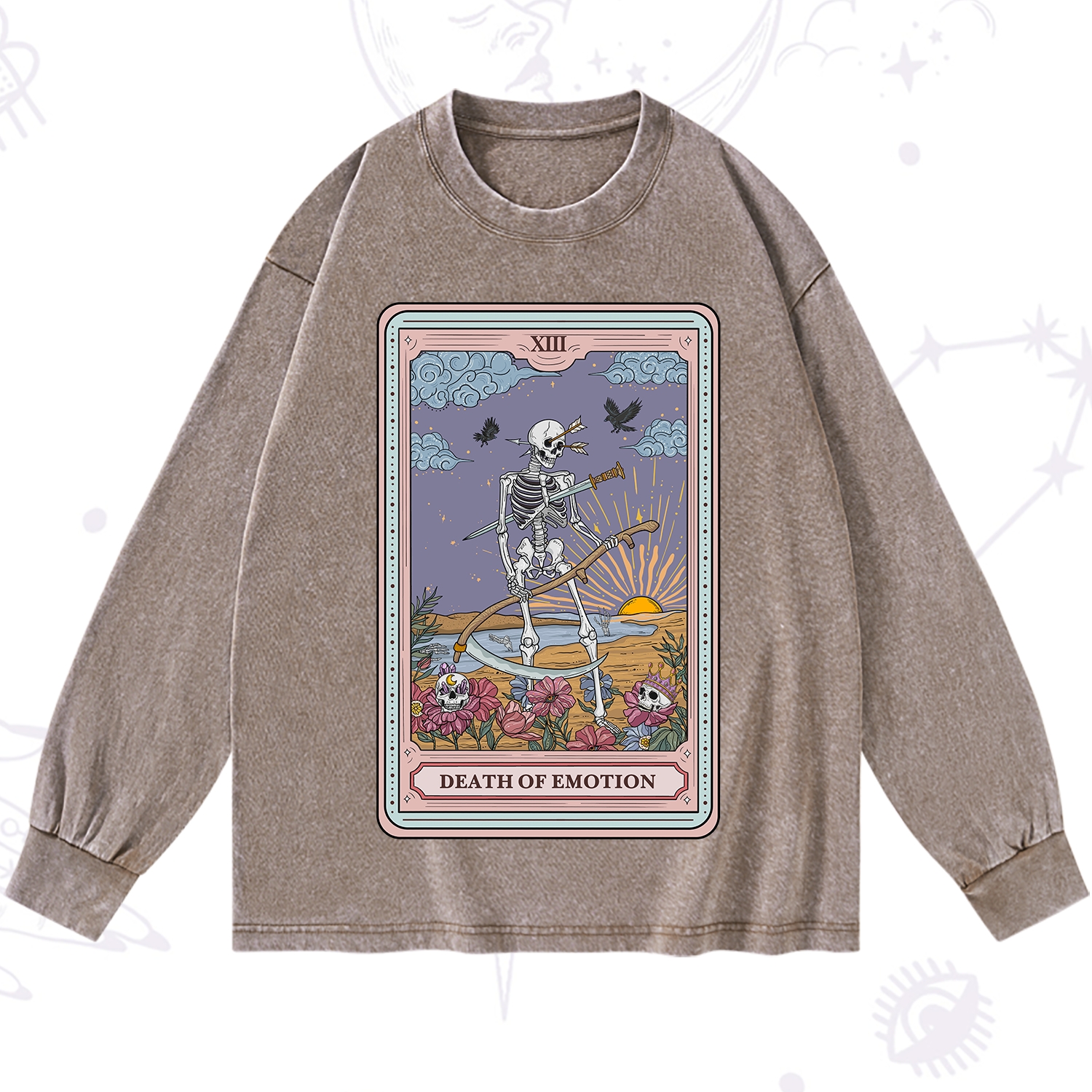 Purplehecate The Death Of Emotion Tarot Washed Long Sleeve Shirt