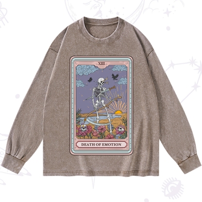 Purplehecate The Death Of Emotion Tarot Washed Long Sleeve Shirt