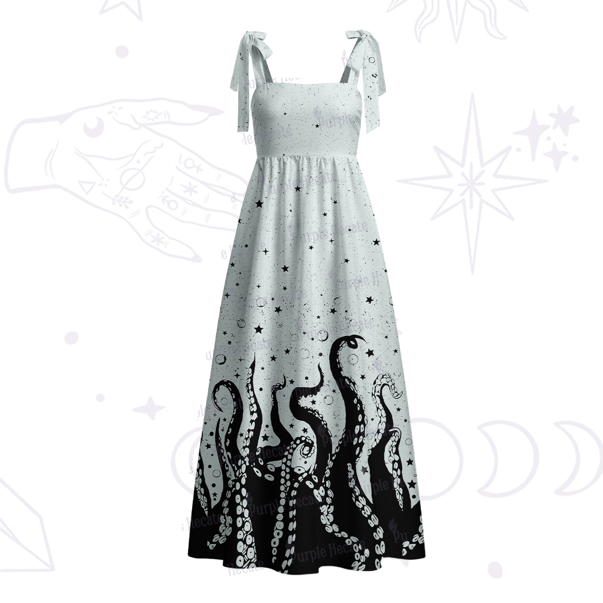 Purplehecate Tentacles of the Deep Tie Shoulder Maxi Dress
