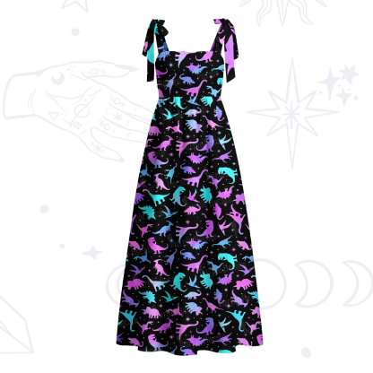 Purplehecate Neon Dino Dream Tie Shoulder Maxi Dress