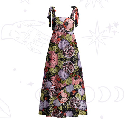 Purplehecate Persephone's Pomegranate Tie Shoulder Maxi Dress