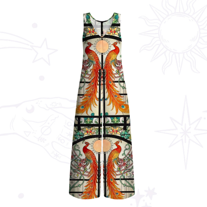 Purplehecate Mystic Peacock Stained Glass Wide Leg Jumpsuit