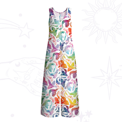 Purplehecate Rainbow Dragon Fire Wide Leg Jumpsuit