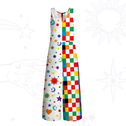 Purplehecate Celestial Rainbow Blocks Wide Leg Jumpsuit