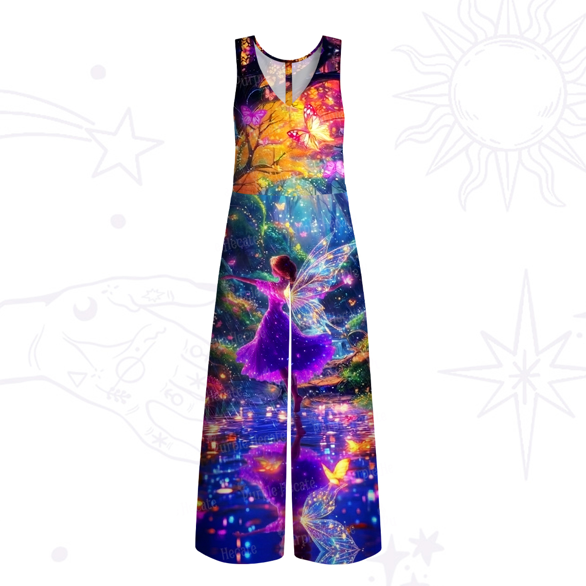 Purplehecate Enchanted Fairy Forest Wide Leg Jumpsuit