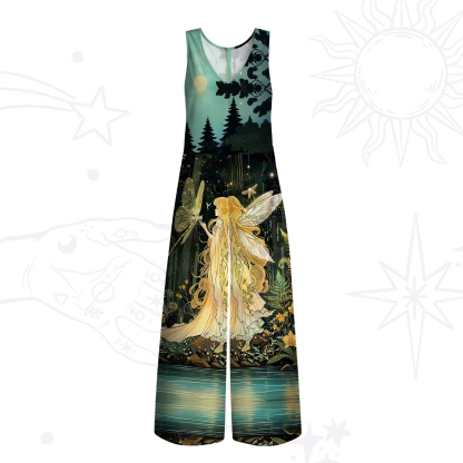 Purplehecate Fairy of the Magic Woods  Wide Leg Jumpsuit
