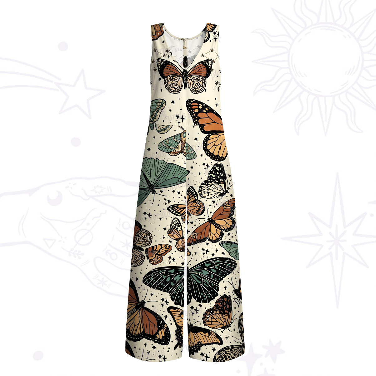 Purplehecate Mystic Vintage Butterfly Wide Leg Jumpsuit