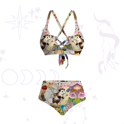 Purplehecate The Opossum Queen's Hoard Crisscross Tie-Back Bikini Set