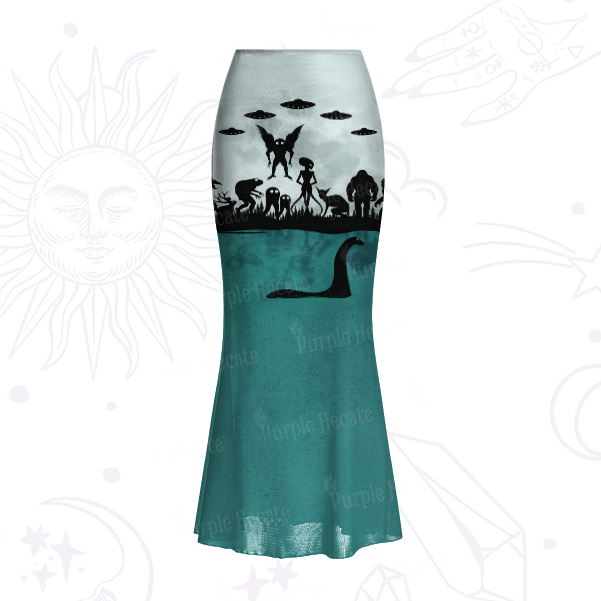 Purplehecate Alien Lake Monster Encounter Mesh Mermaid Hem Skirt