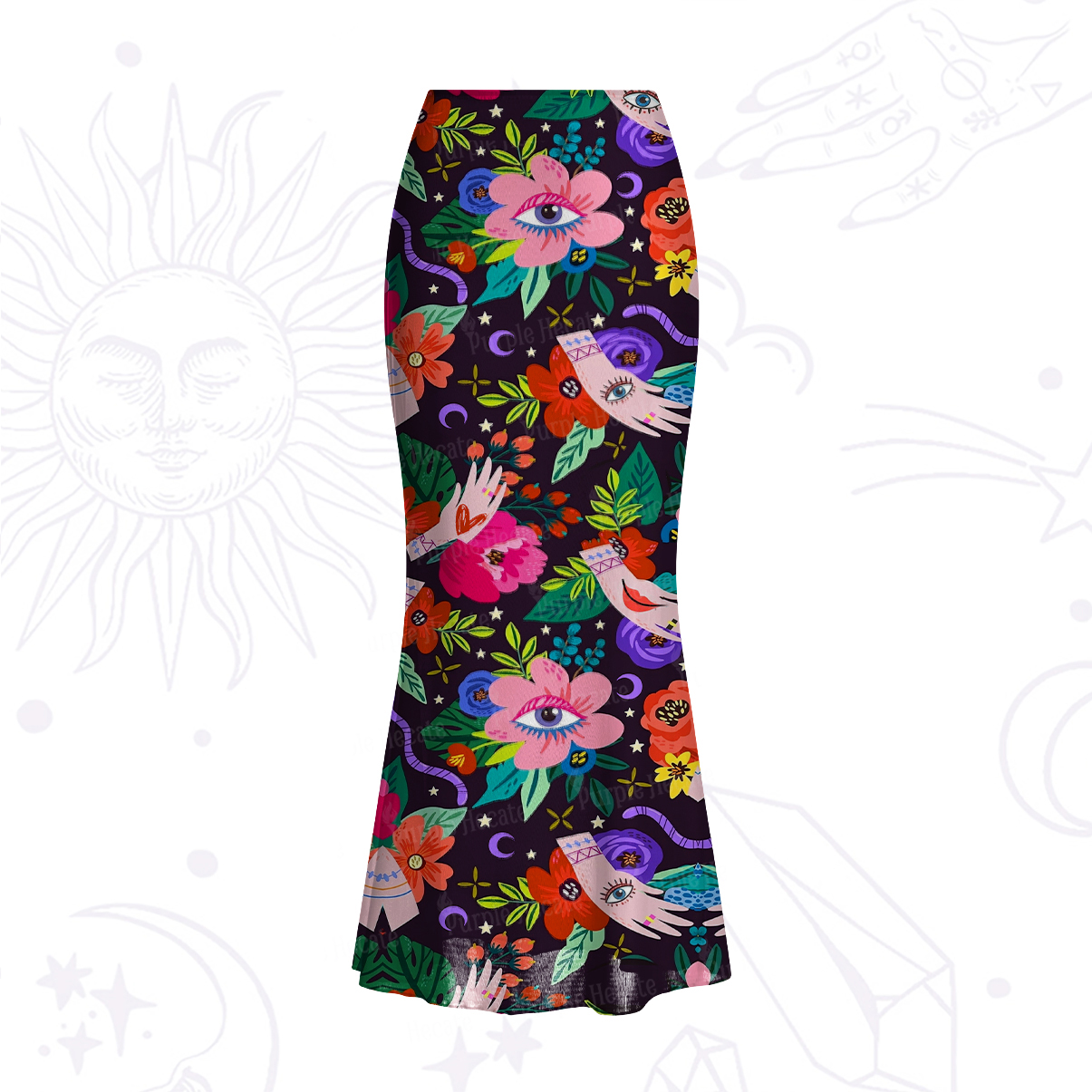 Purplehecate Eye of the Blossom Mesh Mermaid Hem Skirt