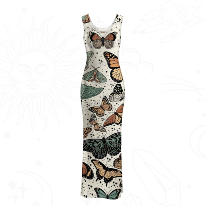 Purplehecate Mystic Vintage Butterfly Mesh Maxi Tank Beach Dress