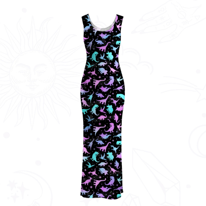 Purplehecate Neon Dino Dream Mesh Maxi Tank Beach Dress