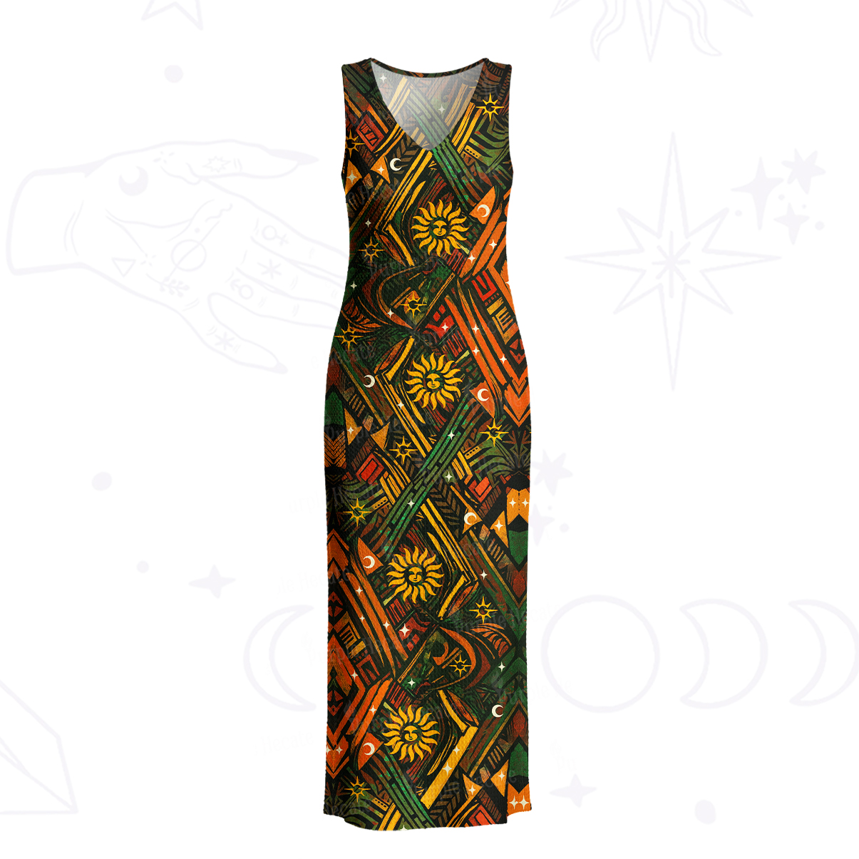 Purplehecate Boho Tribal Sun Crochet Knit Maxi Dress