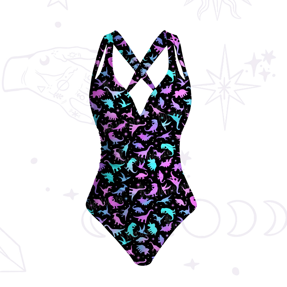Purplehecate Neon Dino Dream One-Piece Swimsuit