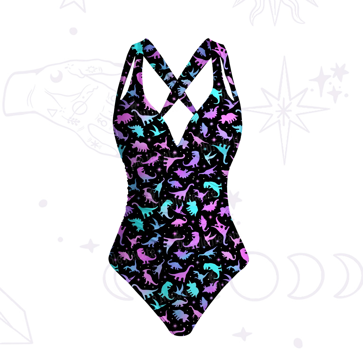 Purplehecate Neon Dino Dream One-Piece Swimsuit
