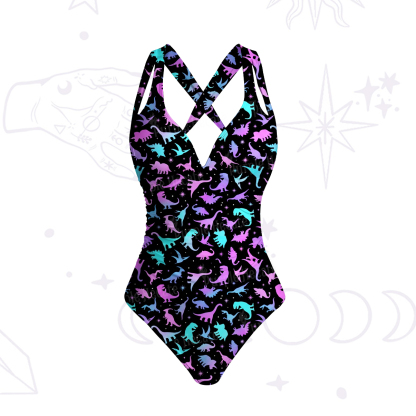 Purplehecate Neon Dino Dream One-Piece Swimsuit