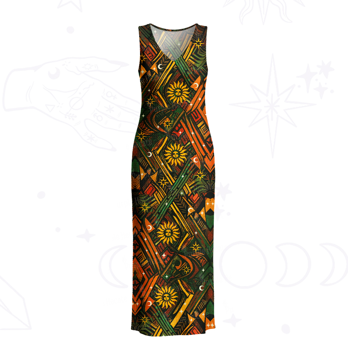 Purplehecate Boho Tribal Sun Crochet Knit Maxi Dress