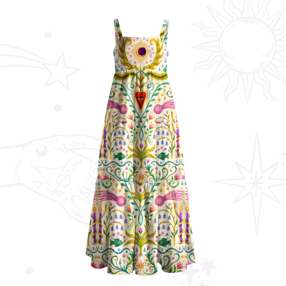Purplehecate Enchanted  Sacred Heart  Floral Wide Straps Maxi Dress