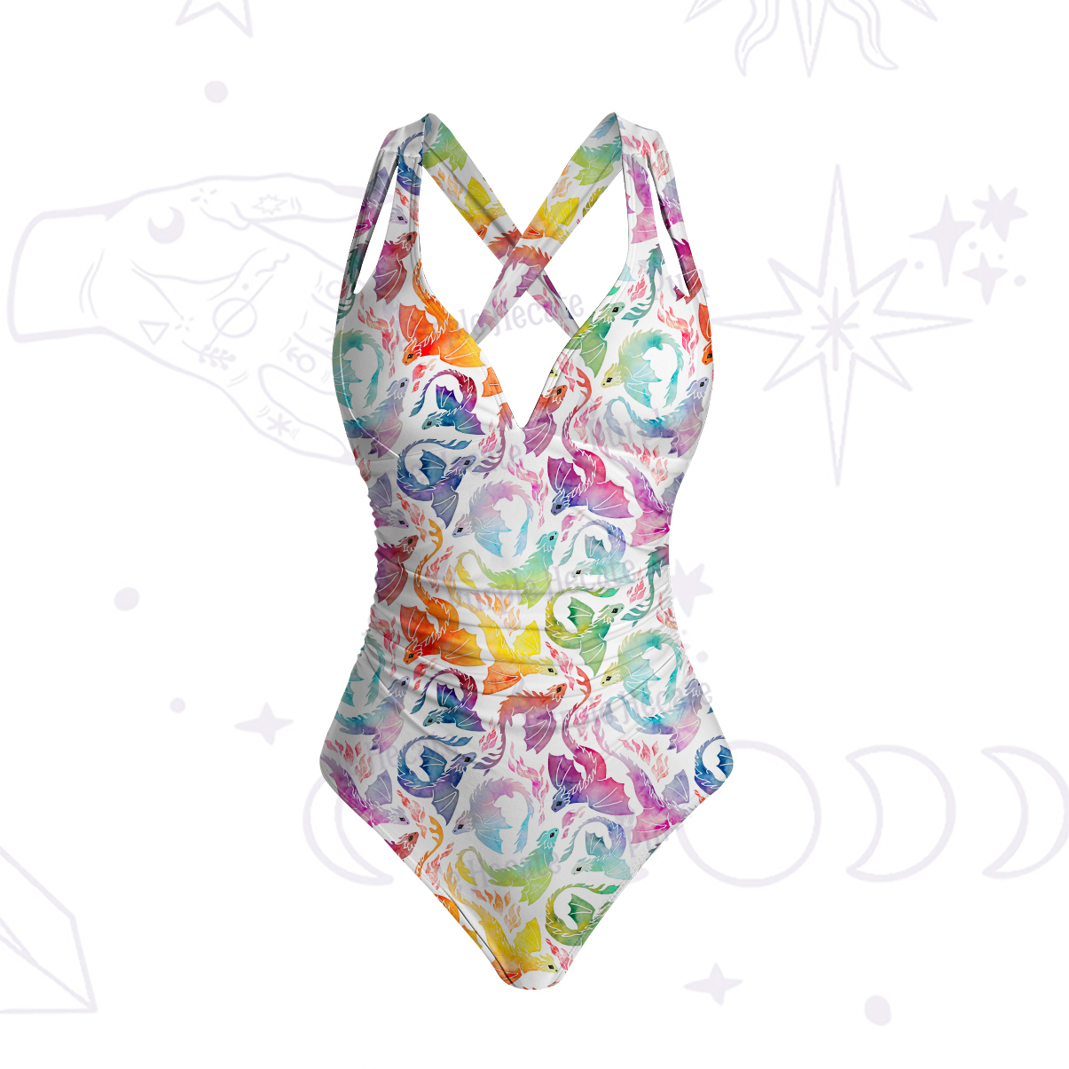 Purplehecate Rainbow Dragon Fire One-Piece Swimsuit