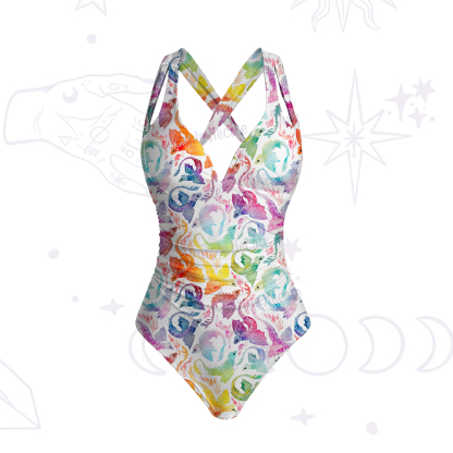 Purplehecate Rainbow Dragon Fire One-Piece Swimsuit