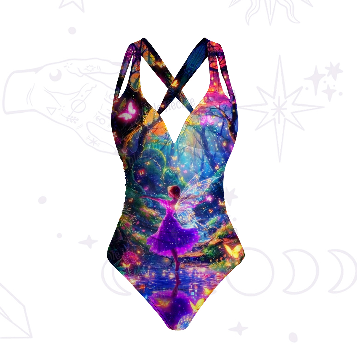Purplehecate Enchanted Fairy Forest One-Piece Swimsuit