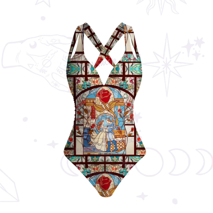 Purplehecate Stained Glass Rose Romance One-Piece Swimsuit