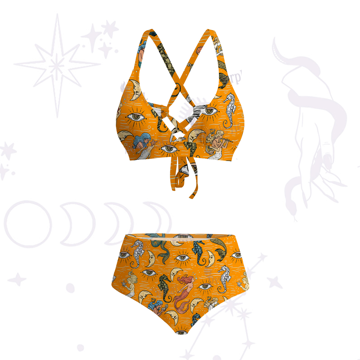 Purplehecate Mermaid Magic Crisscross Tie-Back Bikini Set