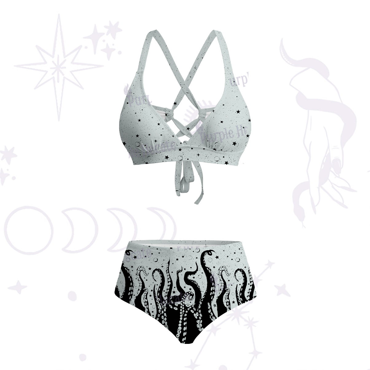 Purplehecate Tentacles of the Deep Crisscross Tie-Back Bikini Set