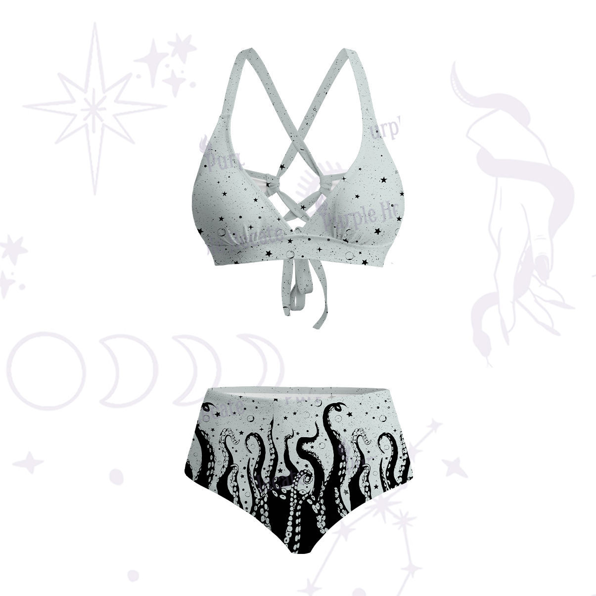 Purplehecate Tentacles of the Deep Crisscross Tie-Back Bikini Set