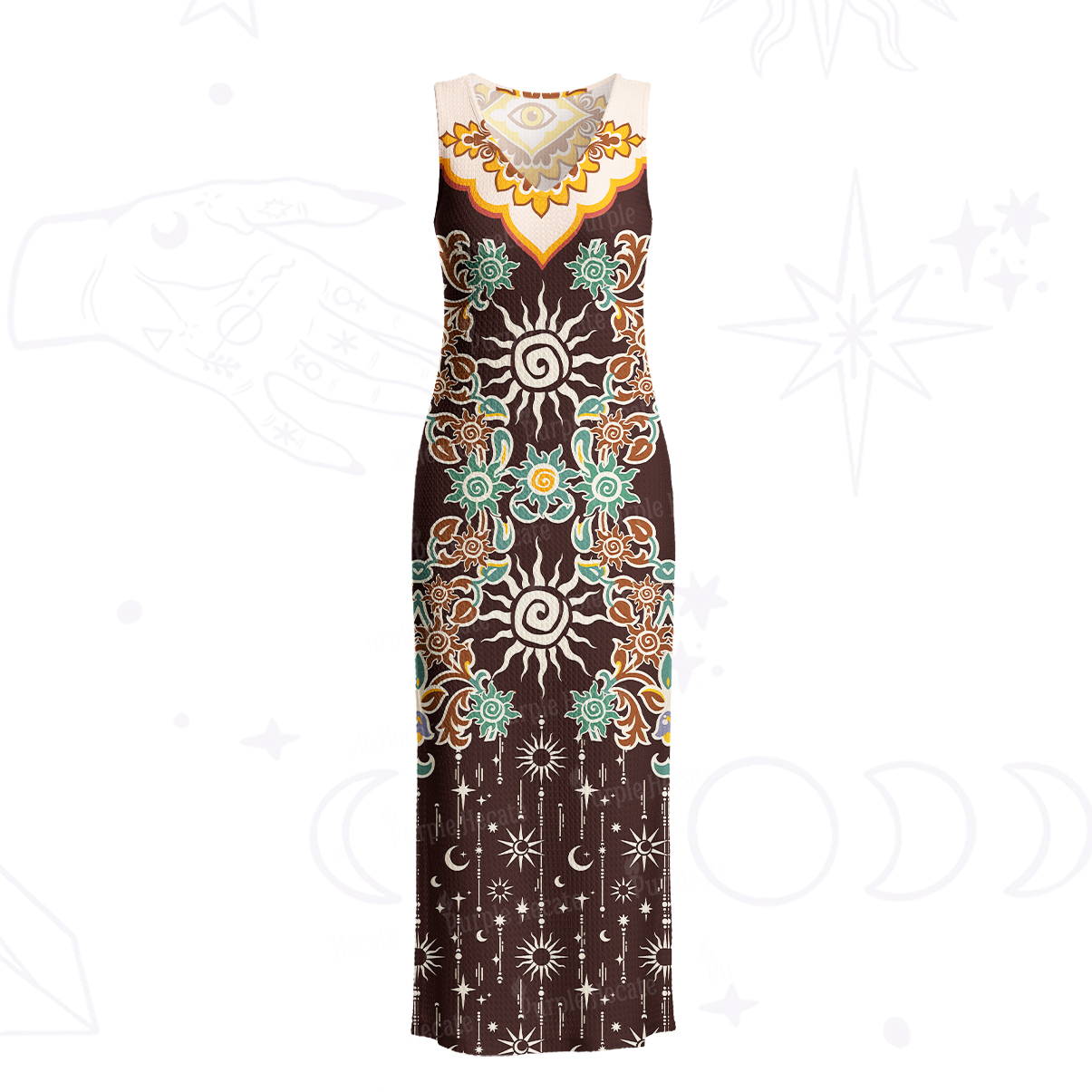 Purplehecate Solar Whispers Witch Crochet Knit Maxi Dress