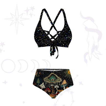 Purplehecate The Eyes of Nature Crisscross Tie-Back Bikini Set