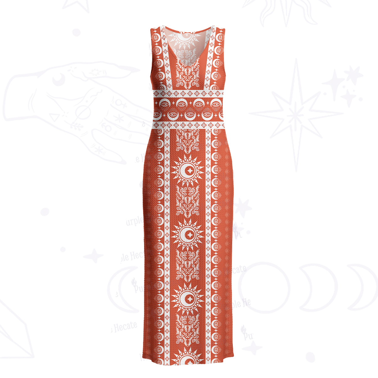 Purplehecate Visionary Sun Crochet Knit Maxi Dress