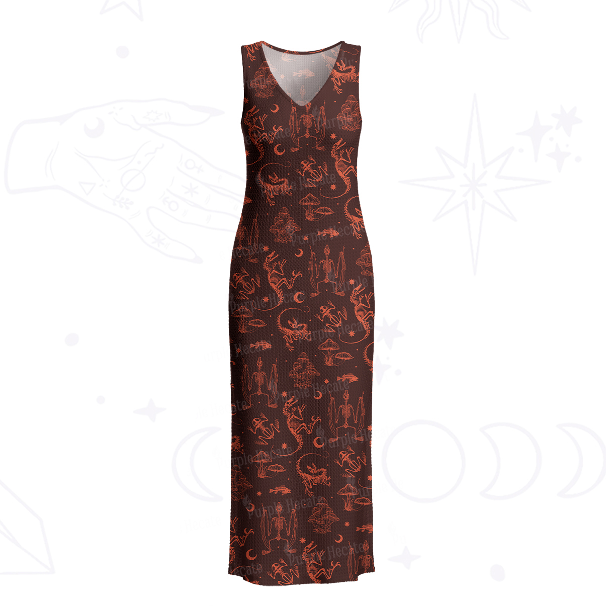 Purplehecate Prehistoric Fantasy Crochet Knit Maxi Dress