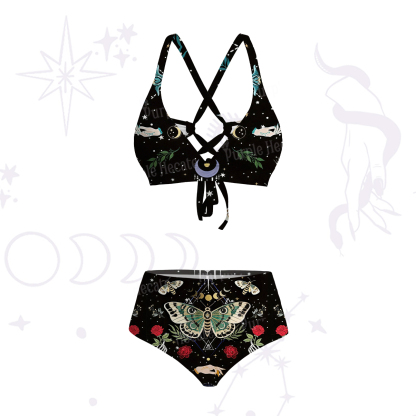 Purplehecate Moonlight Metamorphosis Crisscross Tie-Back Bikini Set