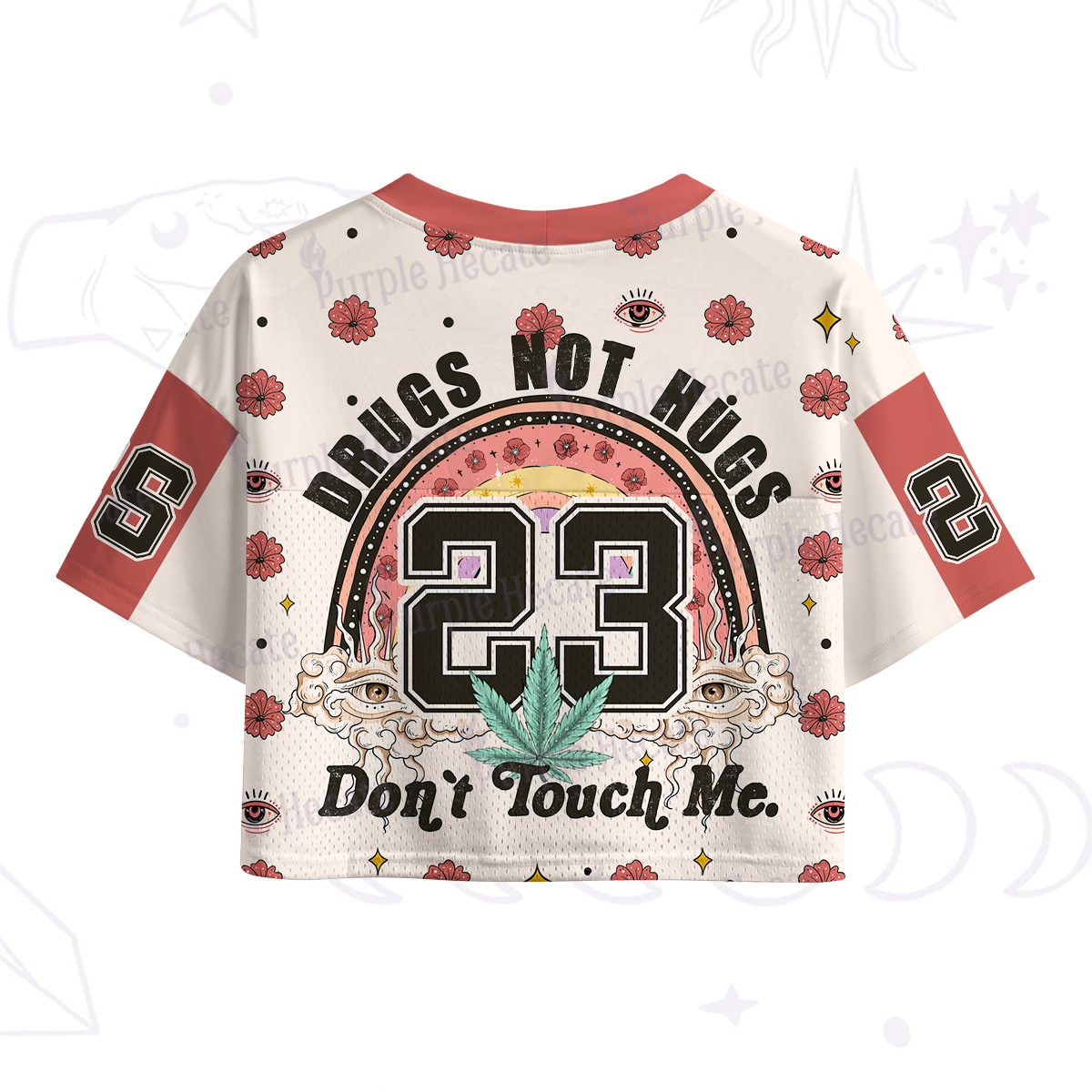 Purplehecate Drugs Not Hugs Don't Touch Me Crop Sports Jersey
