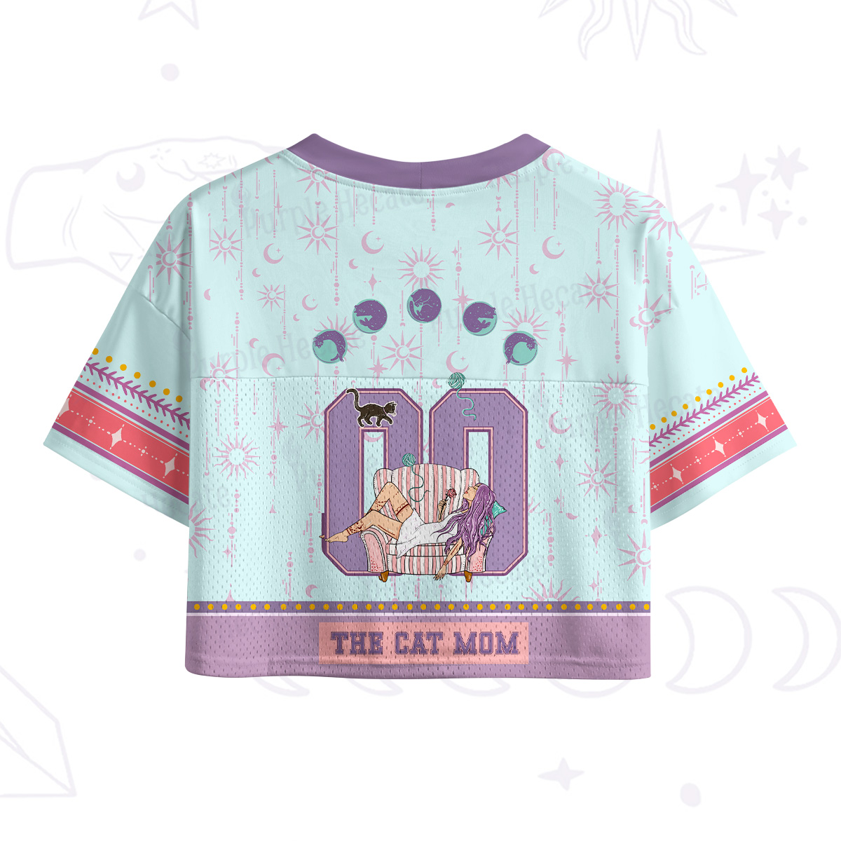 Purplehecate The Cat Mom Crop Sports Jersey