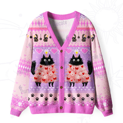 PurplehecateFunny Black Cat in Tree Ugly Cardigan Sweaters
