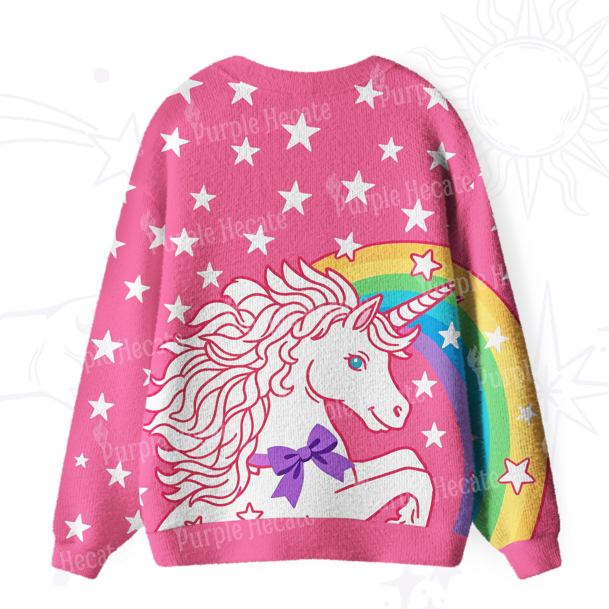 Purplehecate Dreamy Rainbow Unicorn Ugly Cardigan Sweaters