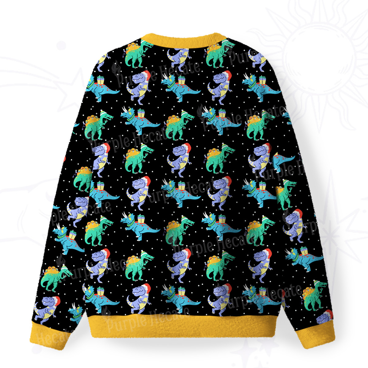 Purplehecate Funny Christmas Dinosaurs Fuzzy Ugly Christmas Sweatshirt