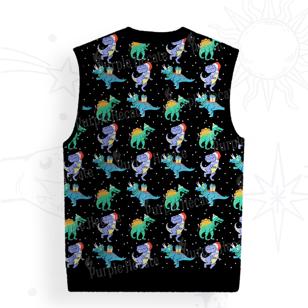 Purplehecate Funny Christmas Dinosaurs Ugly Sweater Vest