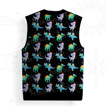 Purplehecate Funny Christmas Dinosaurs Ugly Sweater Vest