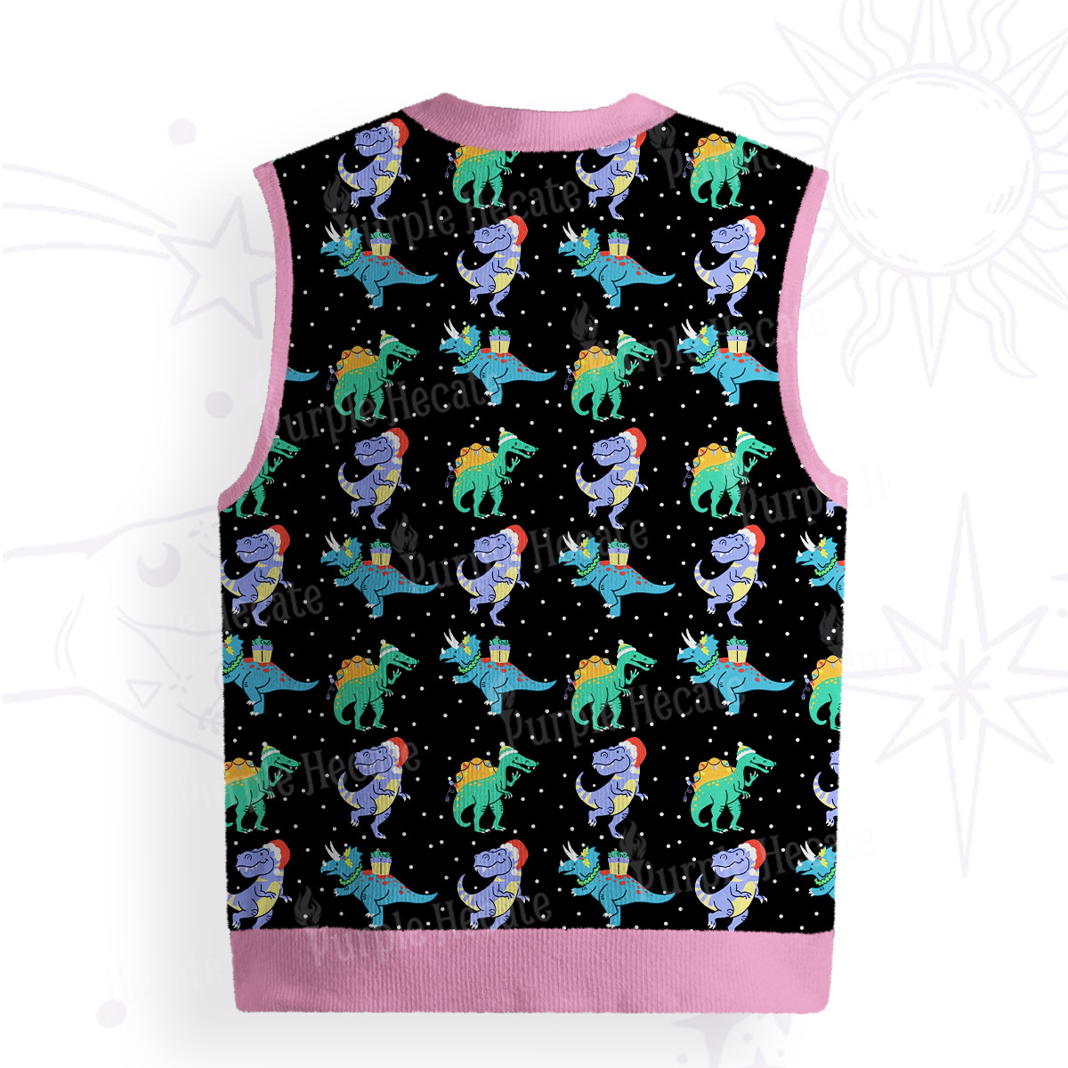 Purplehecate Funny Christmas Dinosaurs Ugly Sweater Vest